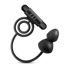 Load image into Gallery viewer, Anal Adventures Platinum Silicone Anal Plug W Vibrating C Ring Black