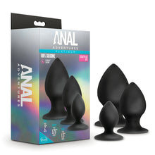 Load image into Gallery viewer, Anal Adventures Platinum Silicone Anal Stout Plug Kit Black
