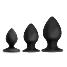 Load image into Gallery viewer, Anal Adventures Platinum Silicone Anal Stout Plug Kit Black