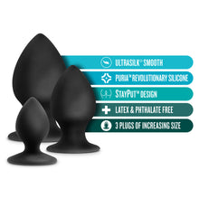 Load image into Gallery viewer, Anal Adventures Platinum Silicone Anal Stout Plug Kit Black