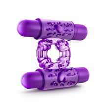 Load image into Gallery viewer, Play With Me Double Play Dual Vibrating Cockring Purple
