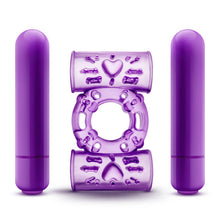 Load image into Gallery viewer, Play With Me Double Play Dual Vibrating Cockring Purple