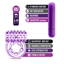 Load image into Gallery viewer, Play With Me The Player Vibrating Double Strap Cockring Purple