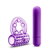 Load image into Gallery viewer, Play With Me The Player Vibrating Double Strap Cockring Purple