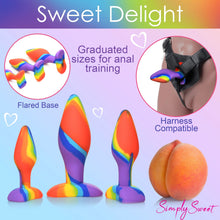 Load image into Gallery viewer, Simply Sweet Rainbow Silicone Butt Plug Set