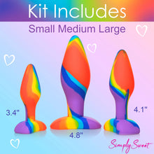 Load image into Gallery viewer, Simply Sweet Rainbow Silicone Butt Plug Set