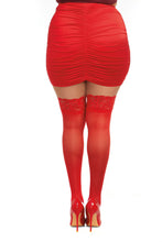 Load image into Gallery viewer, Sheer Thigh High W/ Stay Up Lace Top Red Queen