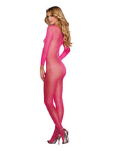 Load image into Gallery viewer, Body Stocking Neon Pink Open Crotch O/s