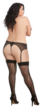 Load image into Gallery viewer, Leopard Fishnet Thigh High Dmd Black Queen O/s