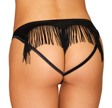 Load image into Gallery viewer, Heart Back Panty W/ Fringe Black Small