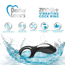 Load image into Gallery viewer, Doctor Love Zinger+ Vibrating Rechargeable Cock Ring Black