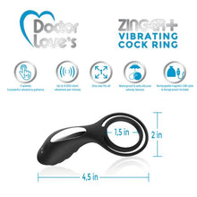 Load image into Gallery viewer, Doctor Love Zinger+ Vibrating Rechargeable Cock Ring Black