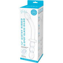 Load image into Gallery viewer, Glas 12in Girthy Ribbed G-spot Glass Dildo W/ Handle Grip