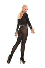 Load image into Gallery viewer, Sheer Long Sleeve Bodystocking Black