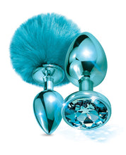 Load image into Gallery viewer, Nixie Metal Butt Plug Set Pom Pom & Jewel Blue Metallic