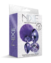 Load image into Gallery viewer, Nixie Metal Butt Plug Set Pom Pom & Jewel Purple Metallic