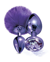 Load image into Gallery viewer, Nixie Metal Butt Plug Set Pom Pom & Jewel Purple Metallic