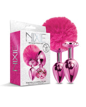 Load image into Gallery viewer, Nixie Metal Butt Plug Set Pom Pom & Jewel Pink Metallic