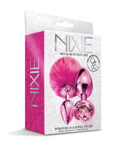 Load image into Gallery viewer, Nixie Metal Butt Plug Set Pom Pom & Jewel Pink Metallic