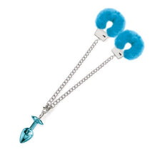 Load image into Gallery viewer, Nixie Metal Plug & Furry Cuff Set Blue Metallic