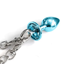 Load image into Gallery viewer, Nixie Metal Plug & Furry Cuff Set Blue Metallic