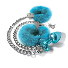 Load image into Gallery viewer, Nixie Metal Plug & Furry Cuff Set Blue Metallic
