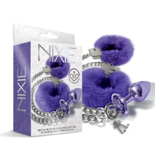 Load image into Gallery viewer, Nixie Metal Plug & Furry Cuff Set Purple Metallic