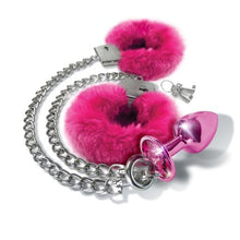 Load image into Gallery viewer, Nixie Metal Plug & Furry Cuff Set Pink Metallic