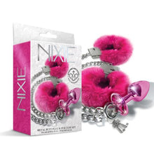Load image into Gallery viewer, Nixie Metal Plug & Furry Cuff Set Pink Metallic