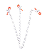 Load image into Gallery viewer, 9's Orange Is The New Black Triple Your Pleasure Clamps & Chain