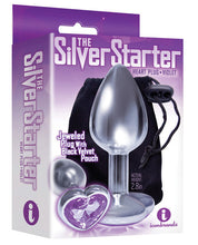 Load image into Gallery viewer, 9's Silver Starter Heart Bejeweled Steel Plug Violet