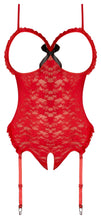 Load image into Gallery viewer, Cupless Crotchless Teddy Red S/m (luv Lace)