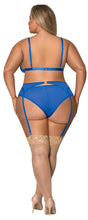 Load image into Gallery viewer, Sassy Bra Garter & Rouched Panty Cobalt 2xl