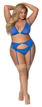 Load image into Gallery viewer, Sassy Bra Garter & Rouched Panty Cobalt 2xl