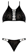 Load image into Gallery viewer, Glitz & Glam Halter Bralette & Panty Black S/m