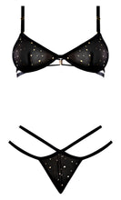 Load image into Gallery viewer, Glitz & Glam Bra & Thong Set Black S/m