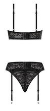 Load image into Gallery viewer, Ooh La Lace Demi Bra Garter & Tanga Black 2xl