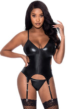 Load image into Gallery viewer, Club Candy Basque & Cheeky Panty Black L/xl
