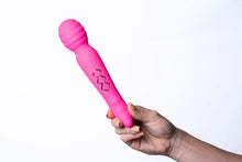 Load image into Gallery viewer, Zoe Rechargeable Dual Vibrating Wand Hot Pink