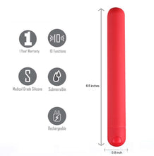 Load image into Gallery viewer, Abbie Long Rechargeable Bullet Red
