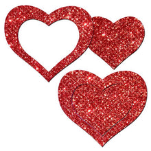 Load image into Gallery viewer, Pastease Glitter Peek A Boob Hearts Red