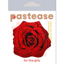 Load image into Gallery viewer, Pastease Rose Red Glitter Velvet Nipple Pasties