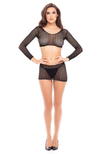 Load image into Gallery viewer, Quarter Crochet Bodystocking Black O/s