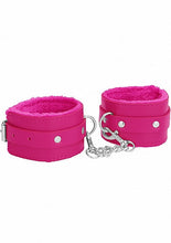 Load image into Gallery viewer, Ouch! Plush Leather Handcuffs Pink