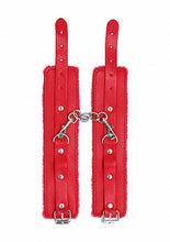 Load image into Gallery viewer, Ouch! Plush Leather Handcuffs Red