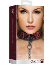 Load image into Gallery viewer, Ouch! Luxury Collar With Leash Burgundy