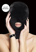 Load image into Gallery viewer, Velvet & Velcro Mask W/ Mouth Opening Black