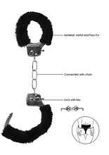 Load image into Gallery viewer, B&w Beginner's Furry Handcuffs W/ Quick Release Button