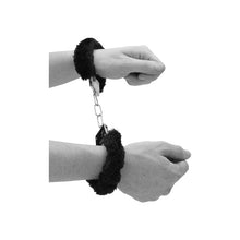 Load image into Gallery viewer, B&w Pleasure Furry Hand Cuffs W/ Quick Release Button