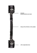 Load image into Gallery viewer, B&w Bonded Leather Hand Cuffs W/ Handle & Adjustable Straps